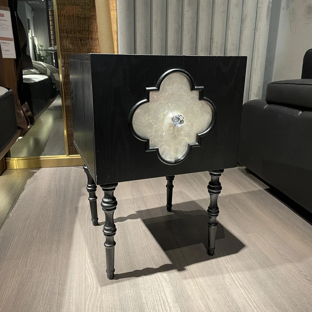 现代简约风贝母床头柜中古风柜子轻奢