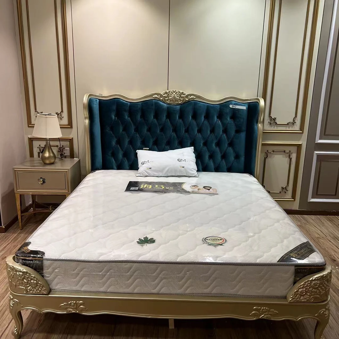 美式轻奢雕花双人床法式宫廷浪漫主卧布艺床