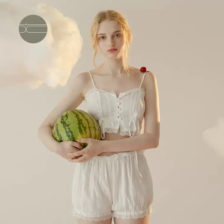 梵花里2025四季可爱吊带短袖家居服睡衣女甜美洋气透气薄款两件套