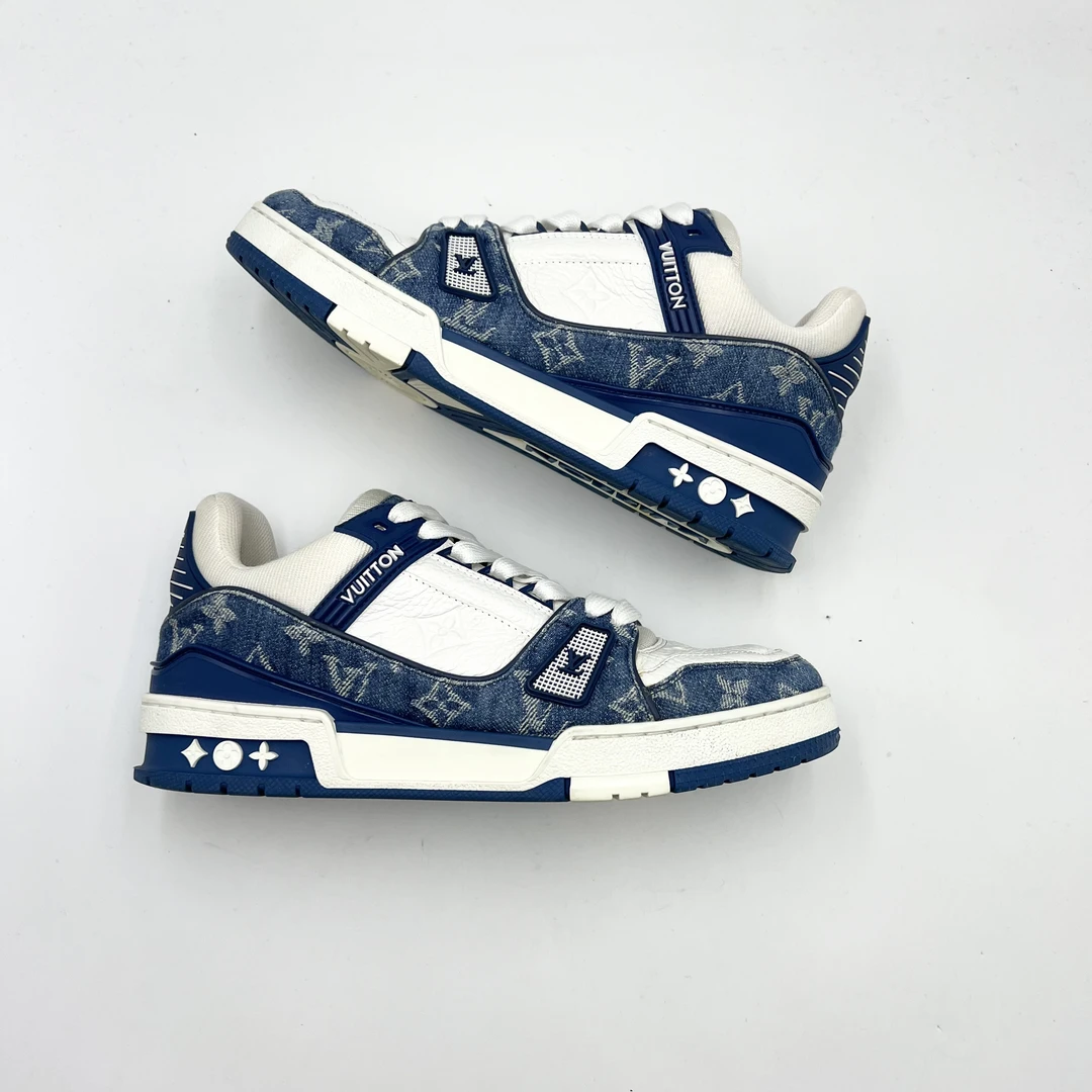 lv/39.5码（偏大）/蓝白牛仔trainer低帮板鞋/95新