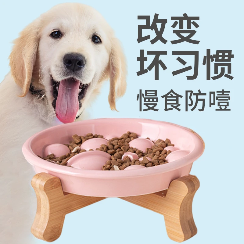 【陪陪】中大型狗狗慢食碗防噎缓食盘金毛吃饭喂食盘防打翻陶瓷狗碗