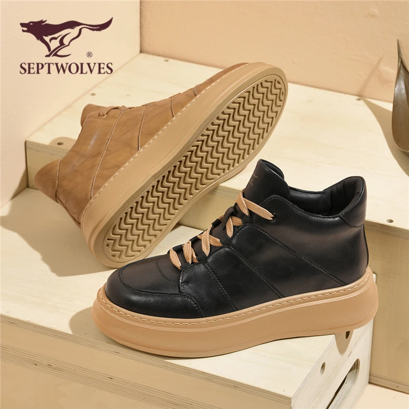 七匹狼男士高帮鞋2025新款增高厚底男鞋潮流板鞋休闲百搭鞋子0830