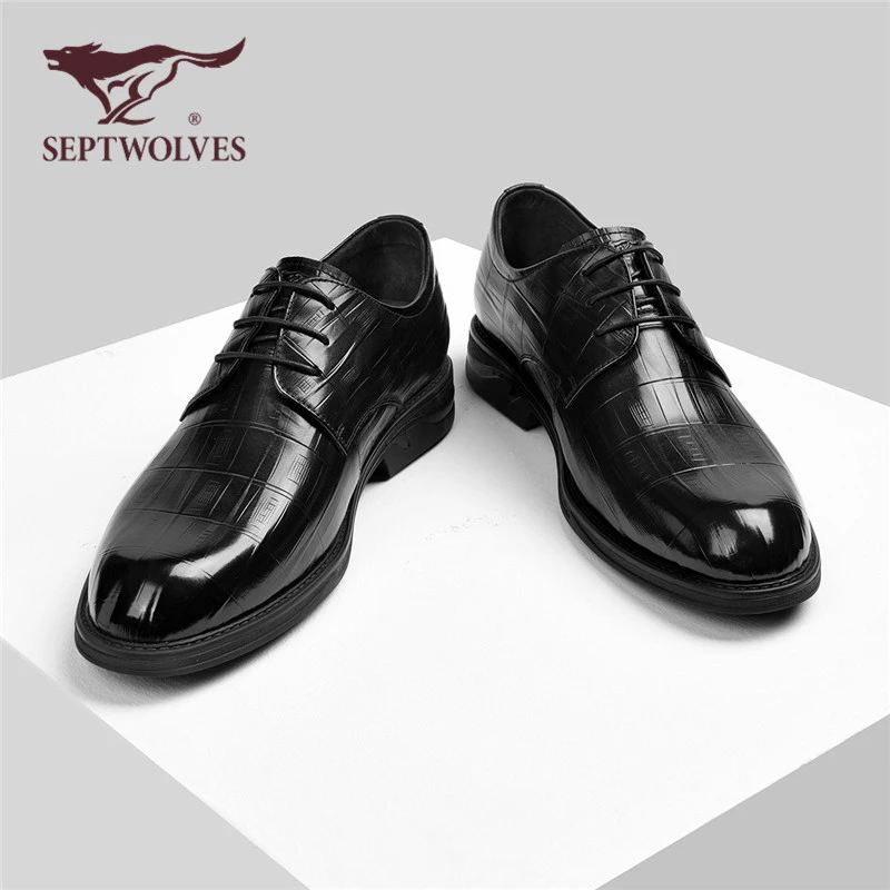 七匹狼德比鞋新款夏季商务男鞋黑色软底英伦休闲皮鞋男款真皮3198