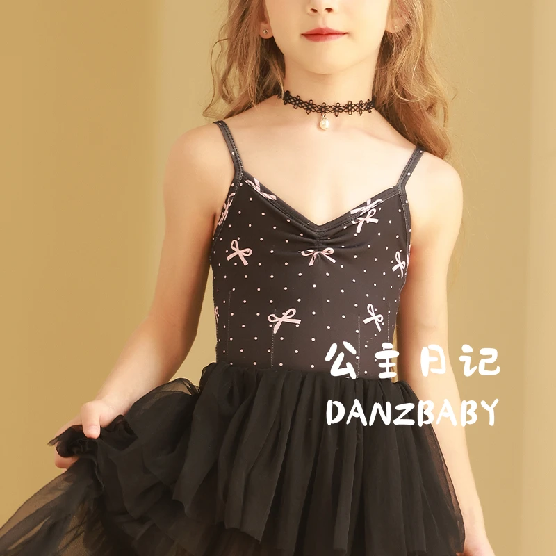danzbaby儿童舞蹈服女连体服形体服芭蕾舞练功服吊带女童体服BS01