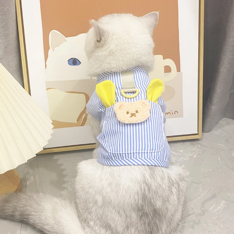 韩版小熊猫咪宠物衣服夏季薄款背心牵引绳布偶金银渐层蓝猫英美短