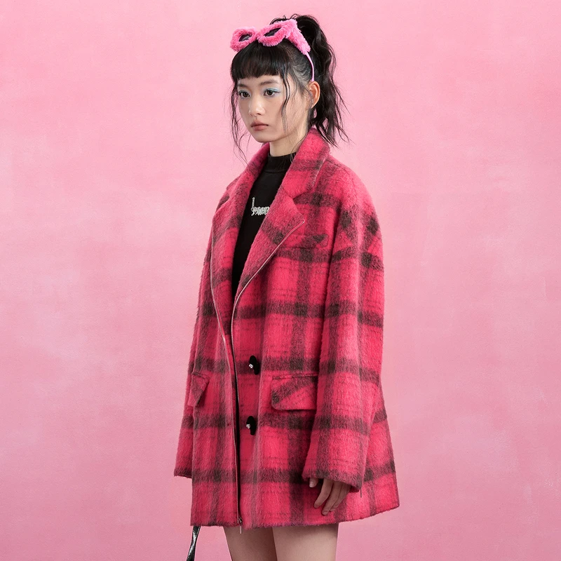 PHORM2024冬装新款绵羊毛毛呢大衣时尚西装夹克外套上衣V20213356