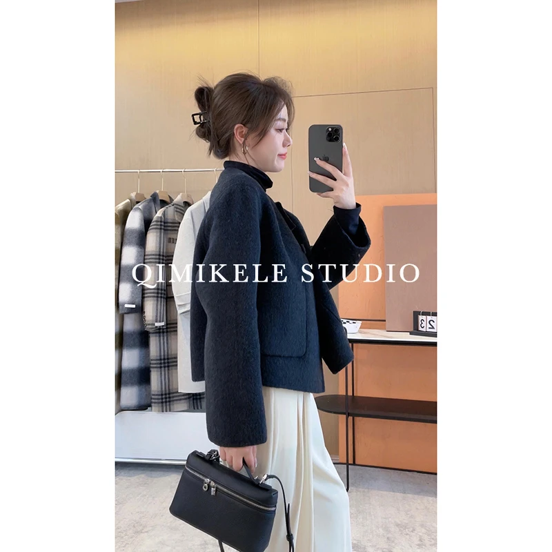 戚米可乐【奥黛丽】小香风羊毛外套秋冬毛呢上衣女宽松2023新款