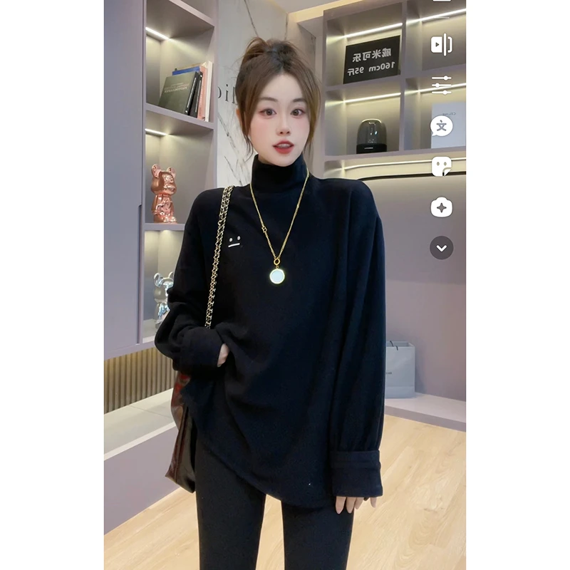 【QIMI可乐】冬季加厚内搭长袖高领上衣打底T恤女2022新款纯色