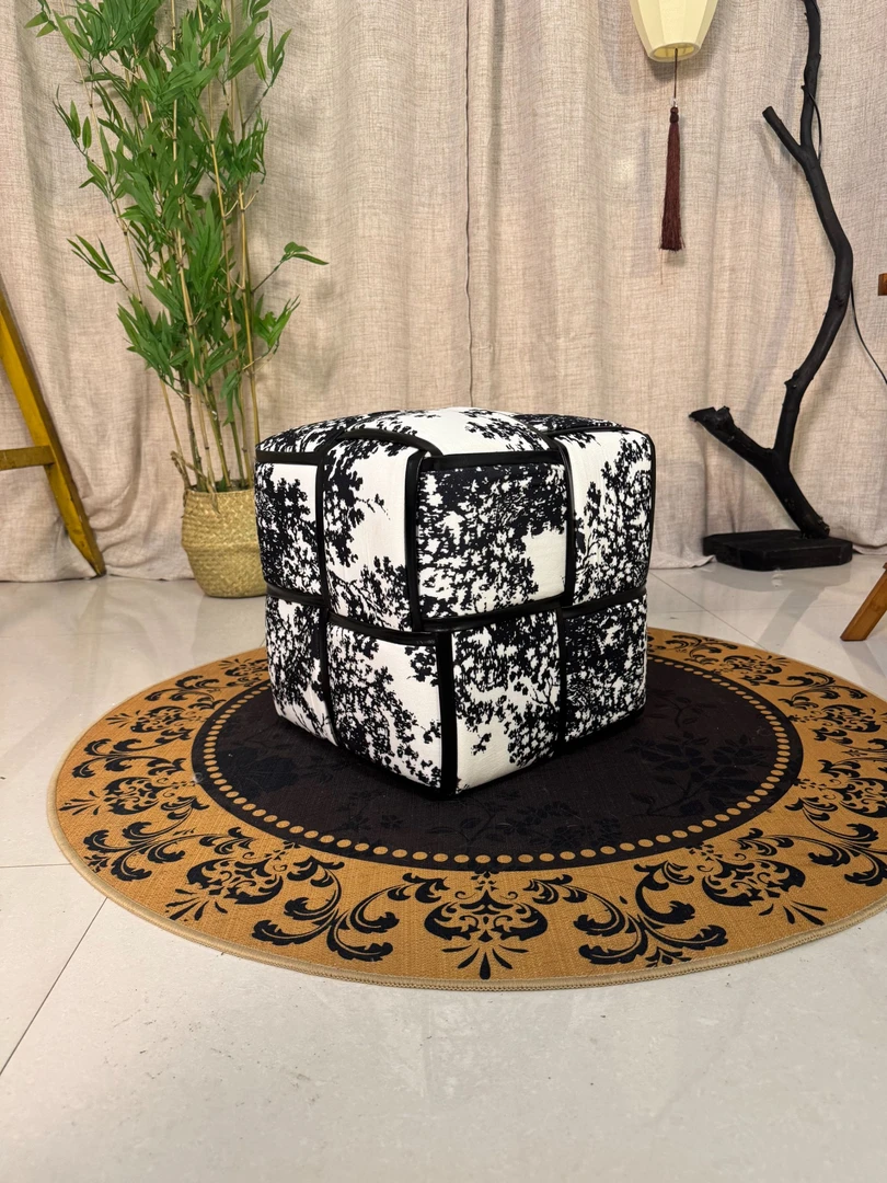 新中式魔方坐墩方凳沙发网红茶几换鞋脚踏实木客厅矮凳凳子门口