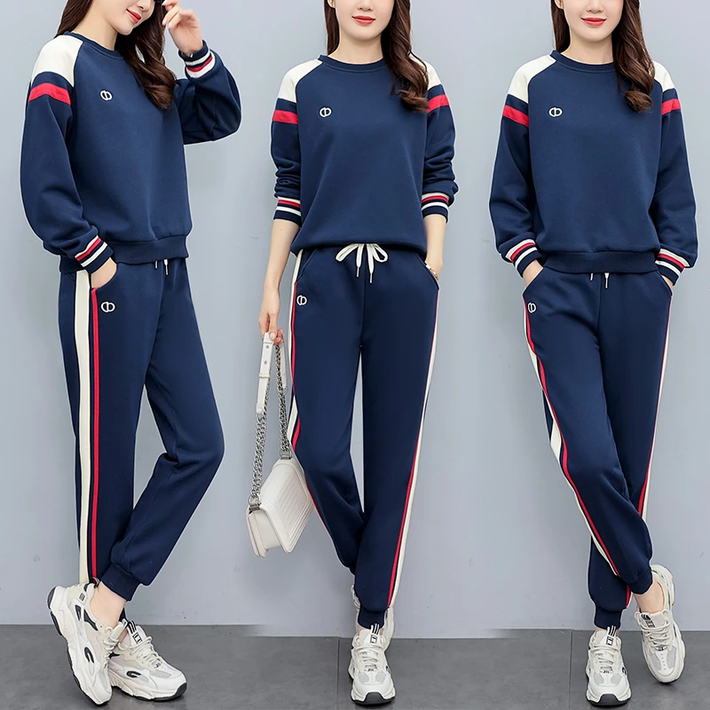 2023春季新款宽松卫衣显瘦休闲运动套装女减龄束脚裤两件套潮服