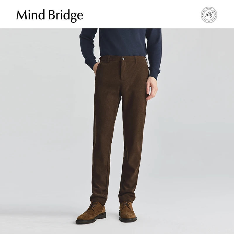 MindBridge灯芯绒弹力长裤男士加厚直筒裤子冬季加绒休闲裤