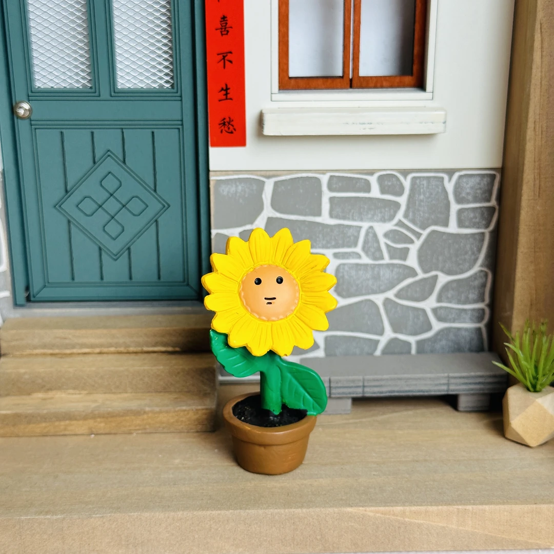 向日葵花盆树脂工艺品手绘车载摆件家居创意可爱卡通玩具