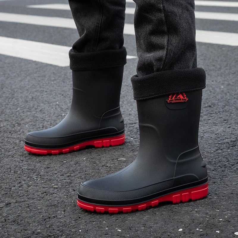 男士雨鞋中筒防滑防水鞋长筒软底水靴厚底舒适厨房工地耐磨轻便鞋