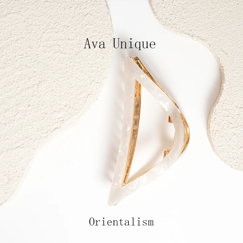 Ava.艾芙/ 6612 【几何】法式醋酸高级三角鲨鱼夹盘发抓夹人鱼色