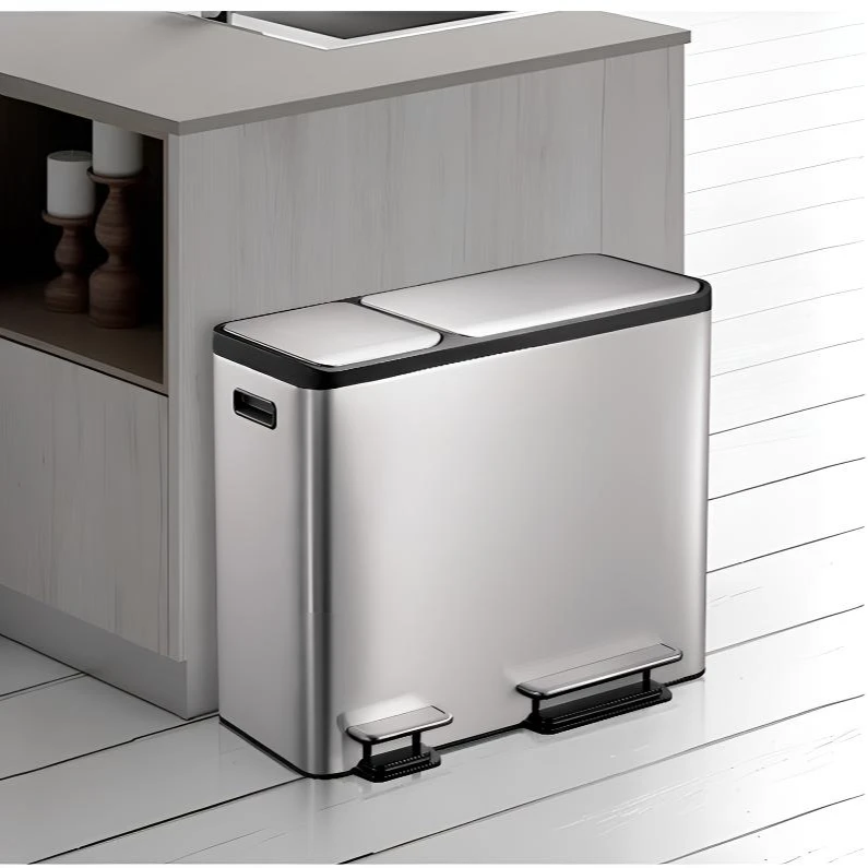EKO垃圾分类垃圾桶家用 客厅厨房干湿分离带盖中大号双桶三桶9128
