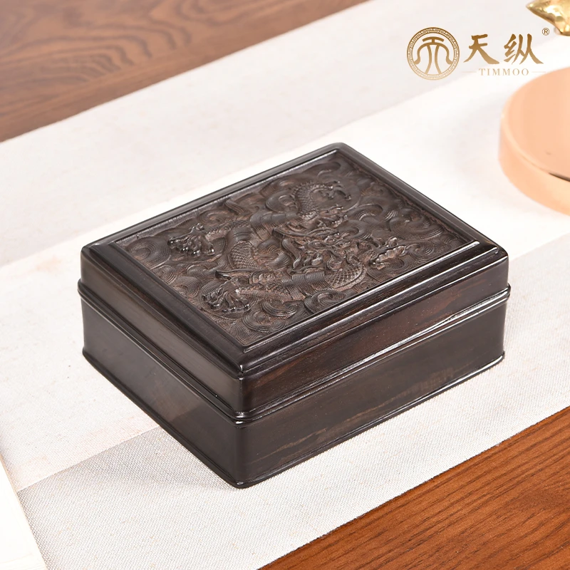 天纵紫光檀雕龙线条盒@@ESS0208TZYB