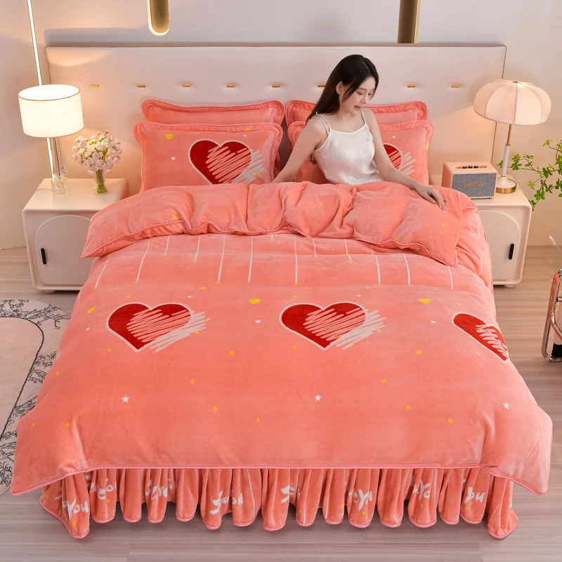 加厚8斤牛奶绒四件套冬季毛绒床单被套四件套双面绒枕套随机裁剪