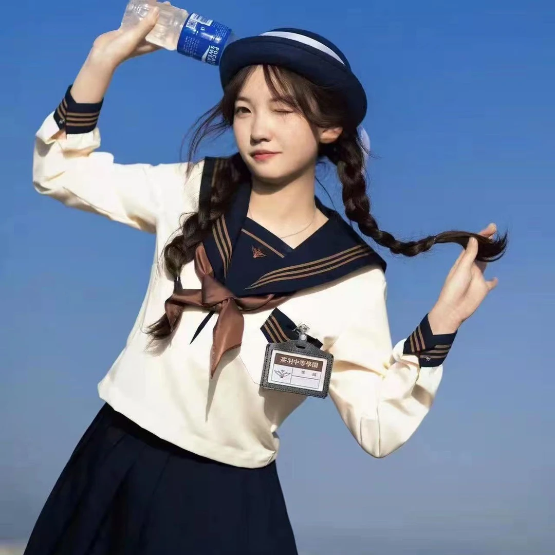 茶羽中jk制服裙正版水手服黄三本上衣女学生日系学院风基础款套装