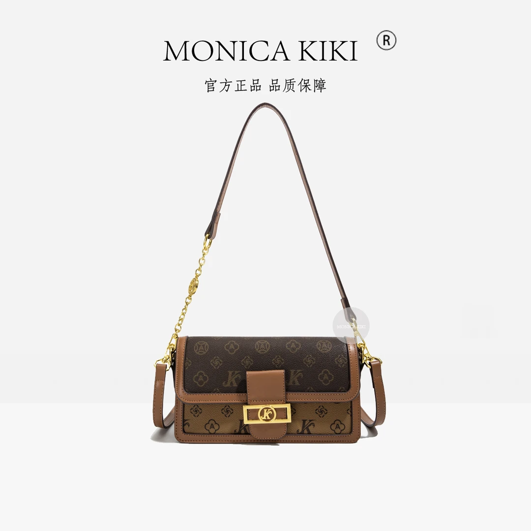 莫妮卡奇奇正品复古印花包2025新款百搭时尚腋下包气质斜挎小方包