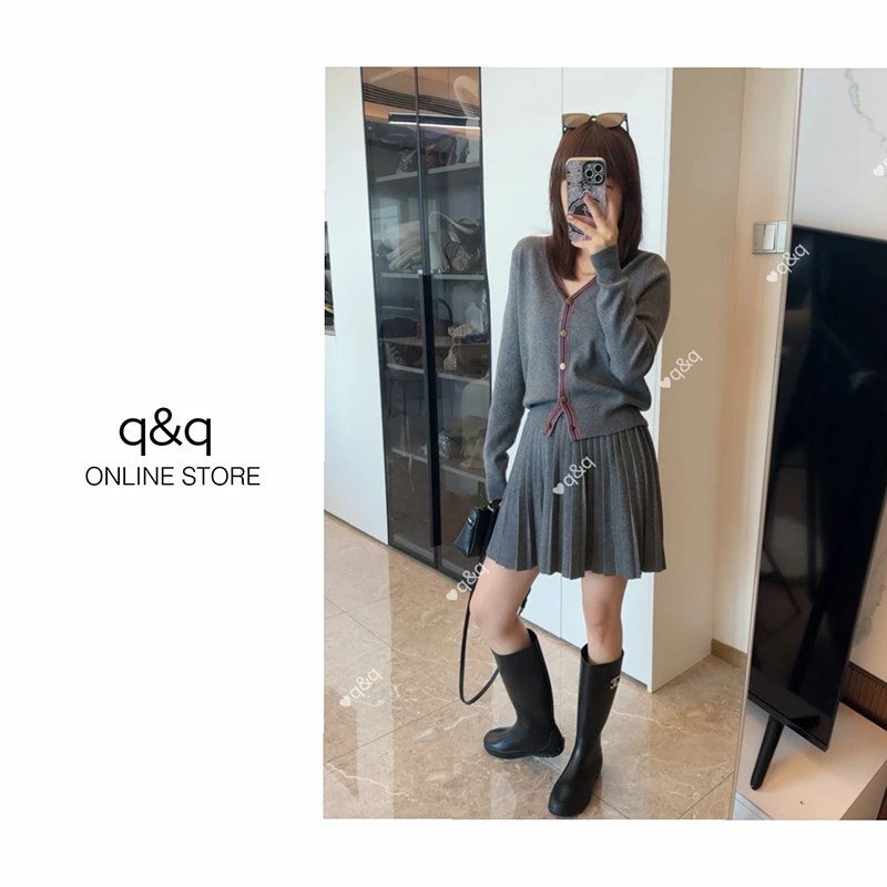 Miu系女孩 2024入秋穿搭一整套韩系学院风针织衫套装