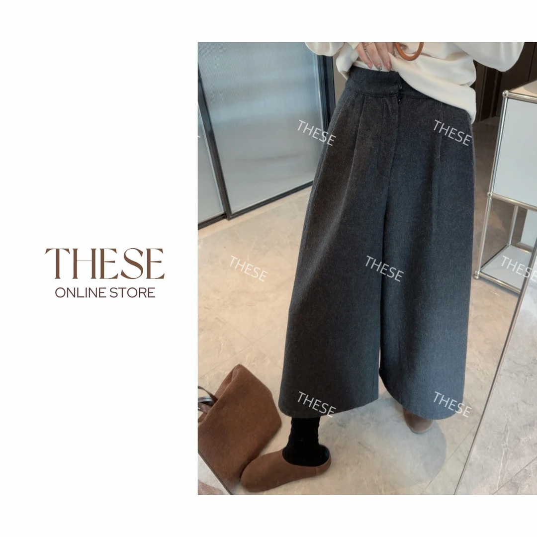 【搭配灵感】八分加绒毛呢裤女冬季2024新款高腰显瘦休闲直筒阔腿裤