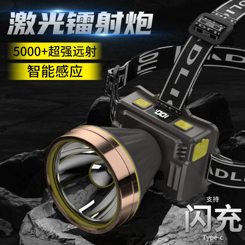 铭久激光强光头灯充电续航超长矿灯感应钓鱼专用夜钓头戴式照明灯