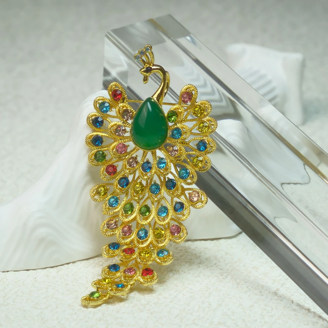 大凤凰绿玛瑙玉髓胸针吊坠【2105】