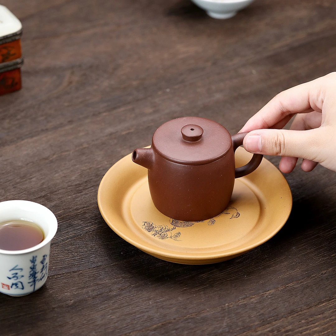 宜兴中式段泥小干泡台壶承紫砂养壶微型高端家用茶具小型托盘