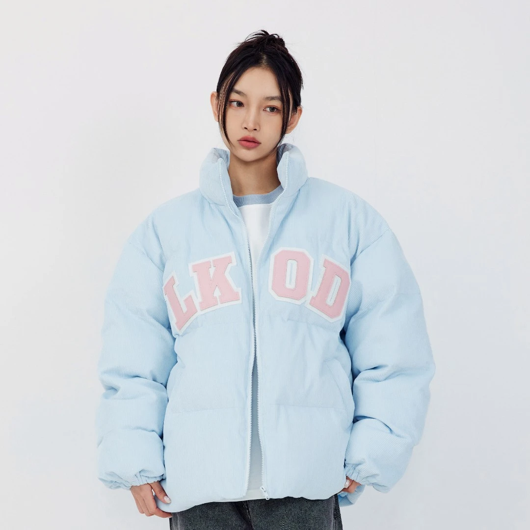 LKOD2022秋冬灯芯绒皮质字母棉服外套 情侣夹克棉衣潮牌休闲宽松