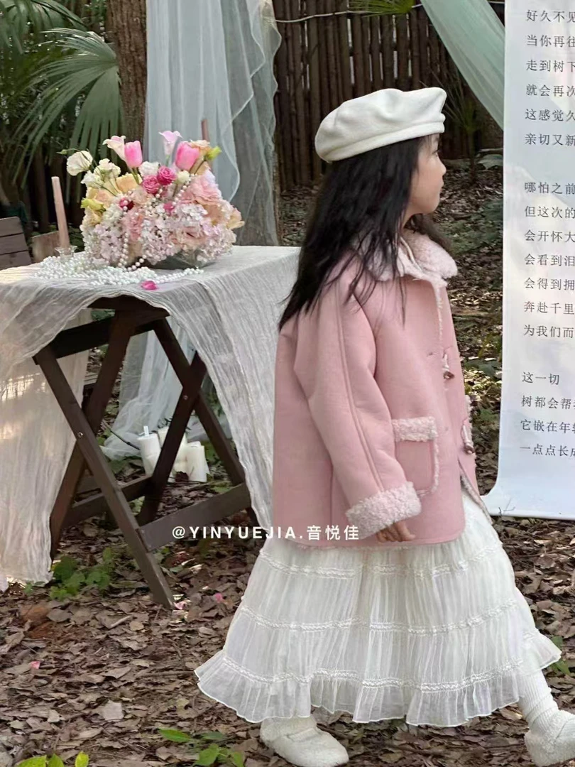 E12【鹿小鹿pu皮加绒外套 】童装