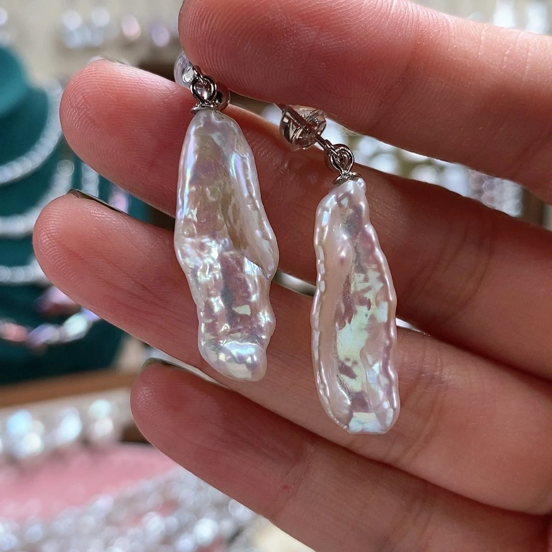 淡水珍珠耳饰银S925镶嵌