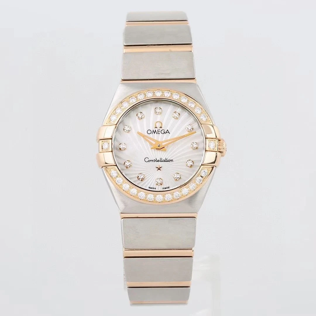 99新 Omega/欧米茄 星座/24表径/放射纹/黄金/石英机芯/女士腕表