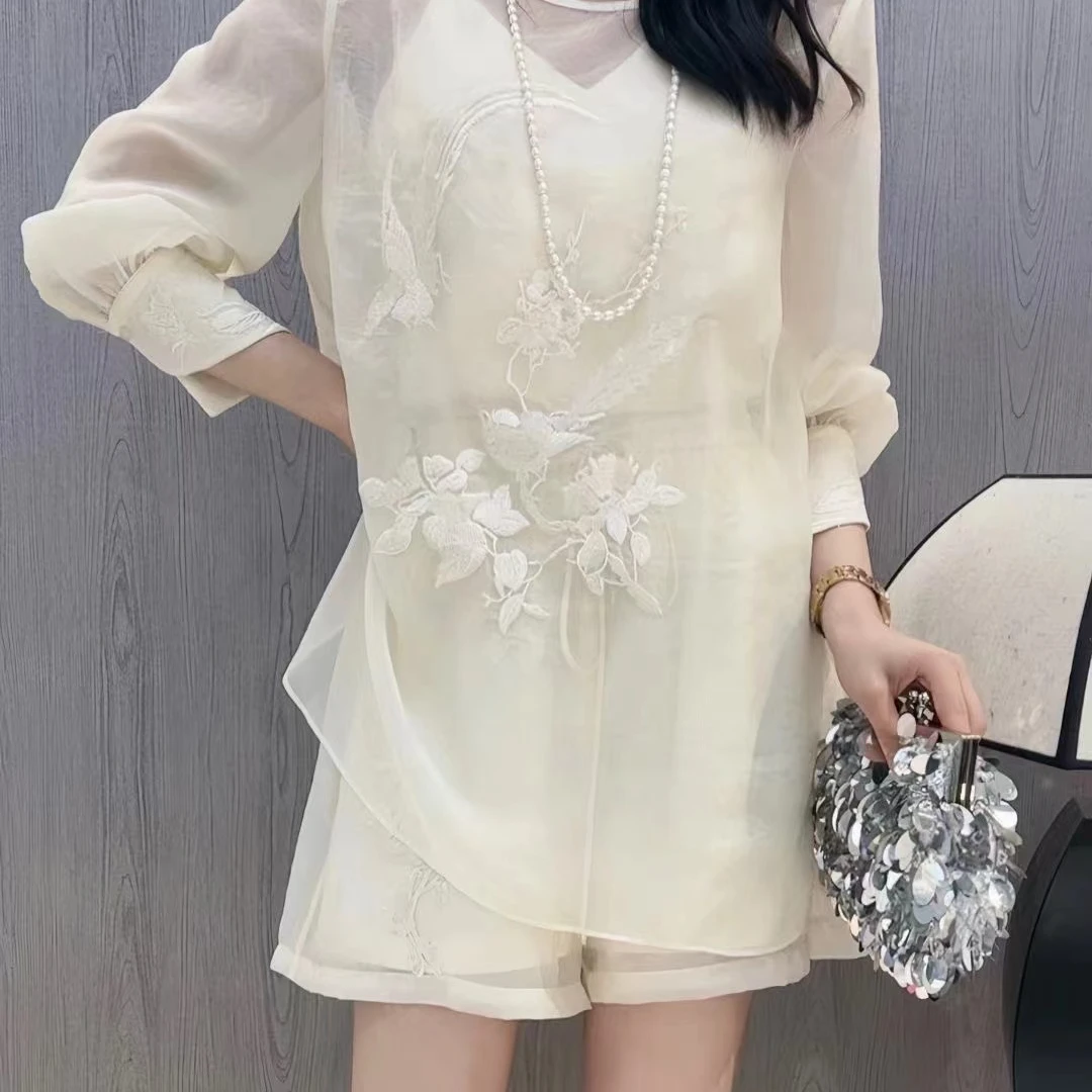 (喜上眉梢上衣）新中式显瘦气质轻奢休闲衬衫宽松蕾丝网红百搭5503