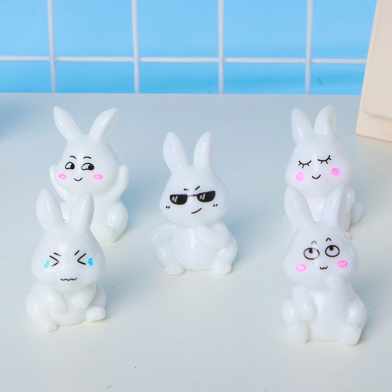 亚马逊实色表情兔摆件（一套5只）