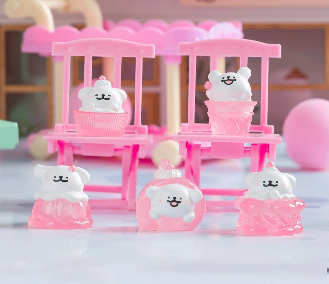 草莓甜点小白狗摆件（一套六个）全场两单包邮