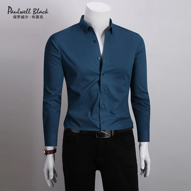保罗长袖衬衫男高级感潮流轻奢男装高端商务休闲衬衣男款2025新款