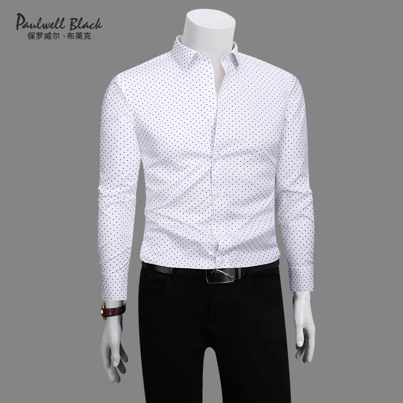 印花衬衫男款高级感商务休闲免烫轻奢男装秋季长袖衬衣男士衬衫潮