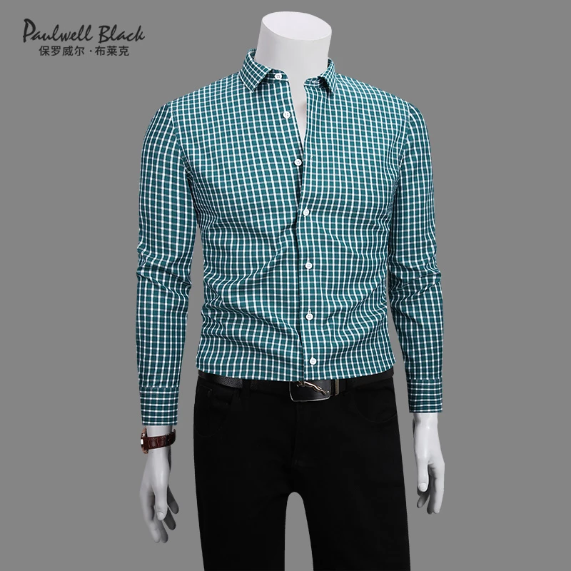 格子衬衫男款轻奢男装高级感秋季休闲潮流免烫商务男士长袖衬衣男