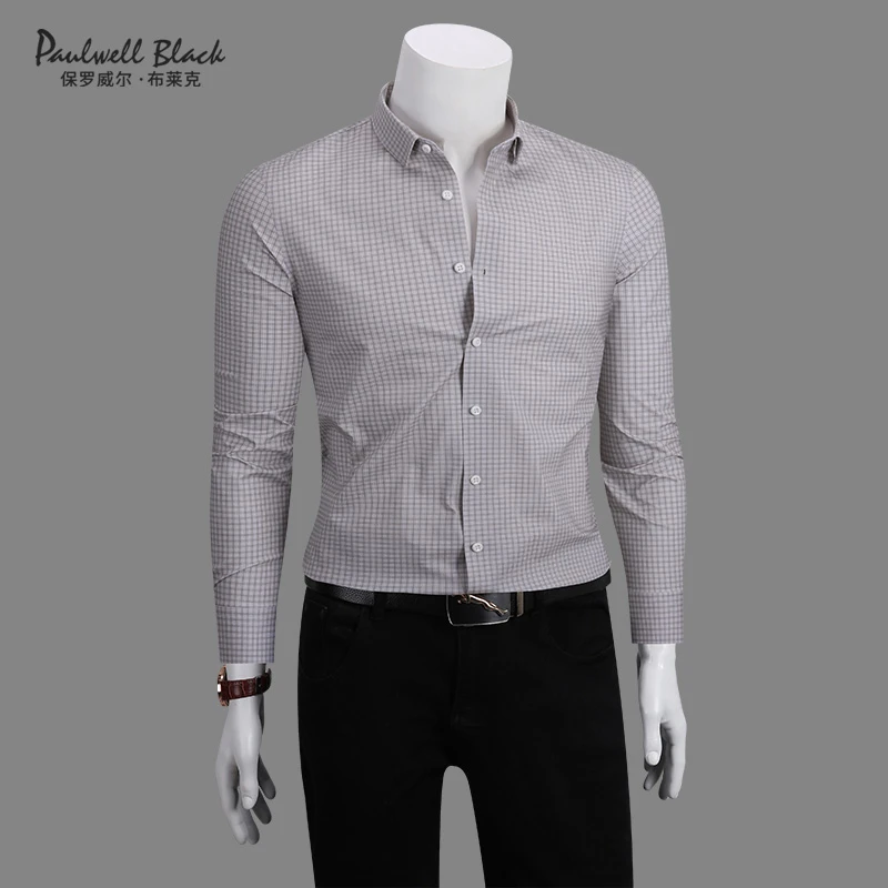 弹力长袖衬衫男款高级感商务装格子男士衬衫免烫衬衣2025新款爆款