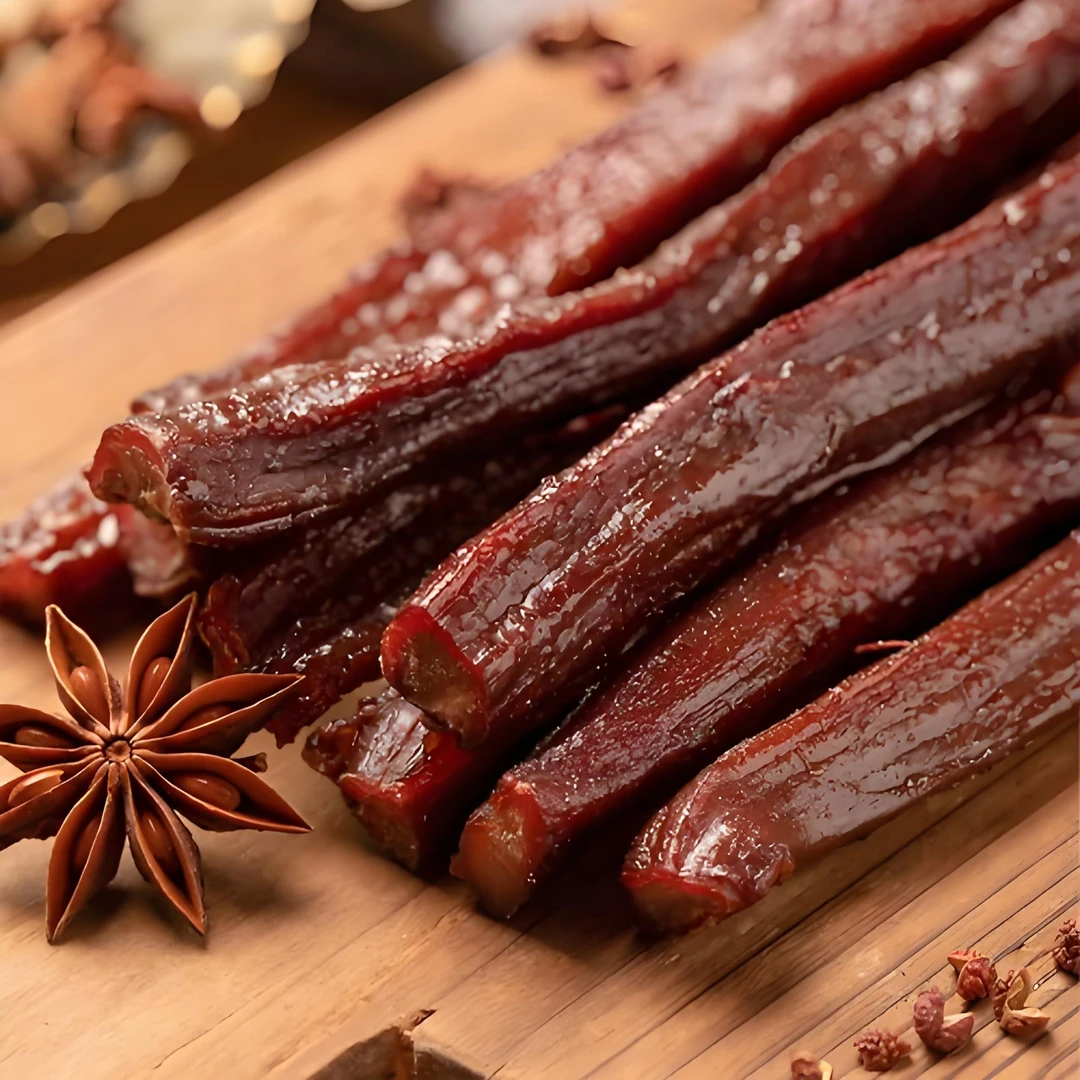 内蒙古纯正风干碳烤牛肉干大长条吃着更过瘾/下单即送野生韭菜花