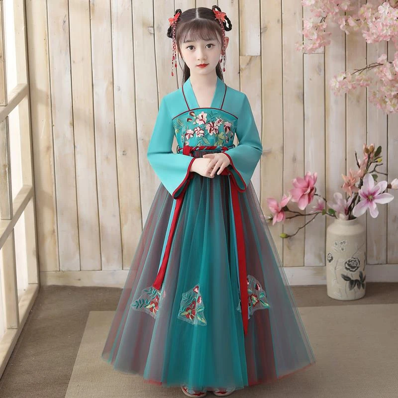 FAVMARTHA女童汉服秋装2023新款裙子儿童中国风唐装春秋古风女孩