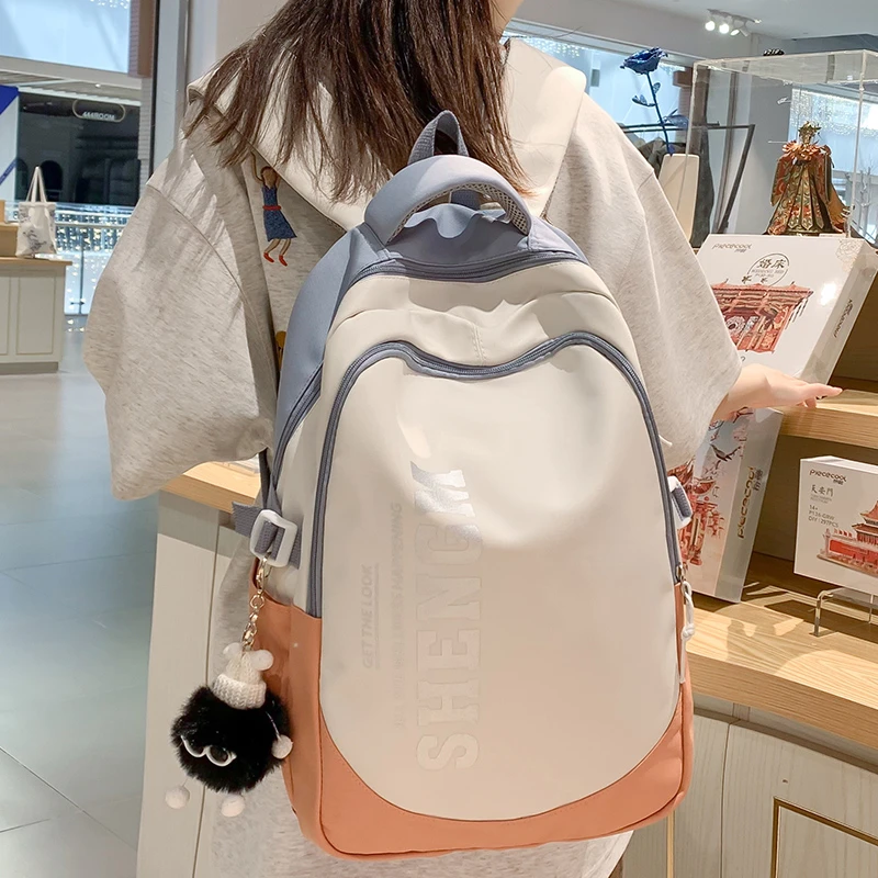 FAVMARTHA书包女生大学生2025新款初中生高中学生撞色大容量