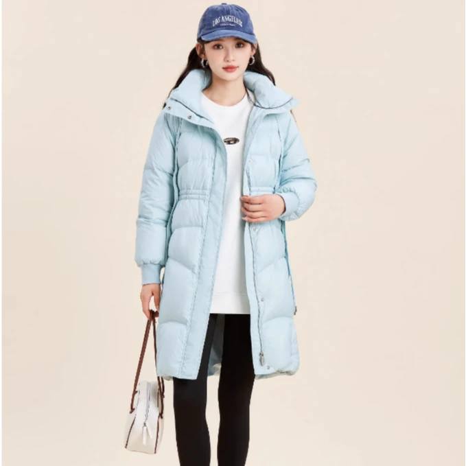 朵以2024冬季新款时尚百搭连帽宽松羽绒服中长款外套女38DD933116