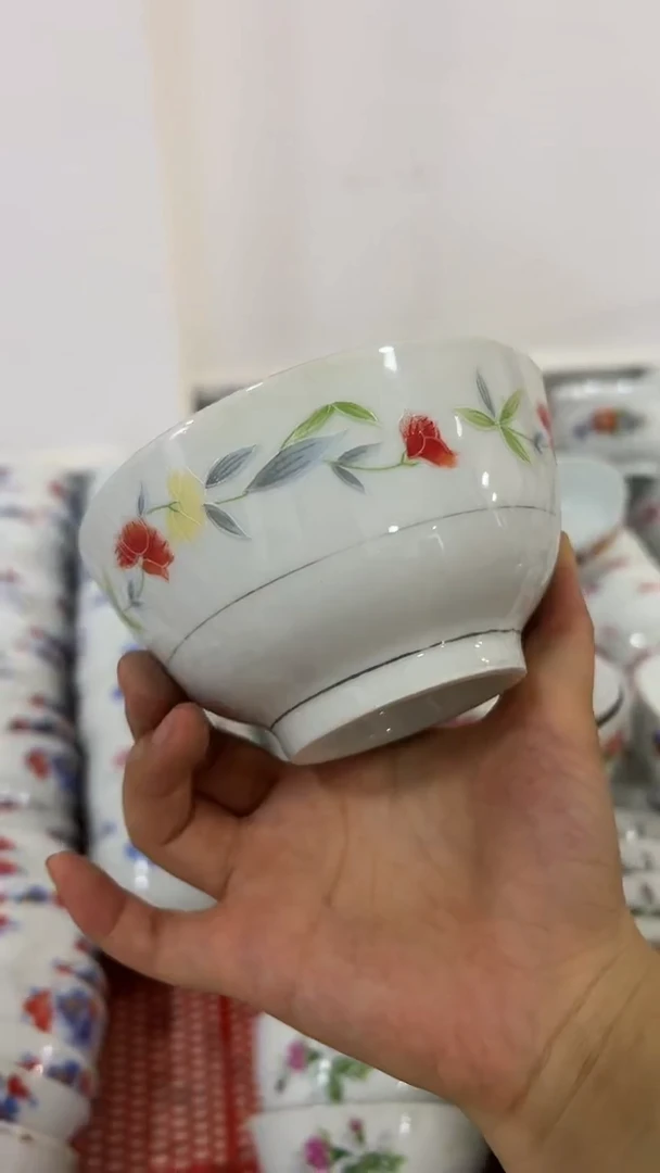 【闪购商品】摆件老瓷器陶瓷碗/盘/杯 红花绿叶米饭碗
