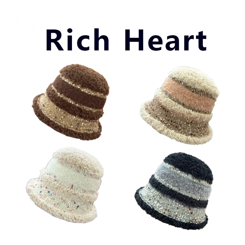 心奢饰Rich Heart/秋冬百搭保暖网红羊毛渔夫帽女显脸小护耳盆帽