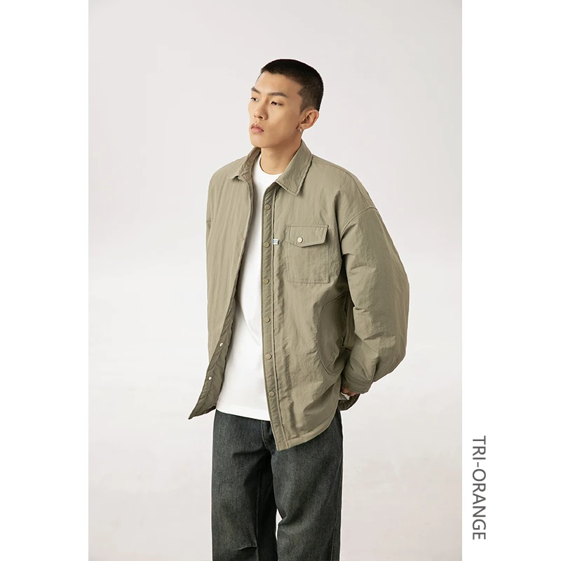 冬季加厚衬衫男翻领棉衣潮牌ins宽松休闲防泼水保暖户外衬衣外套