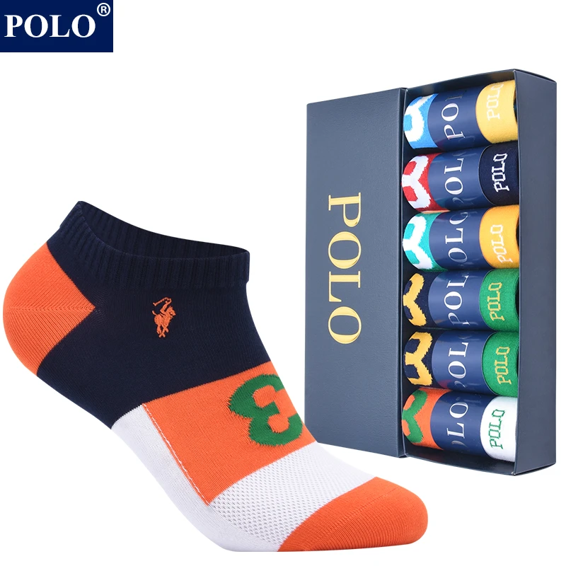 POLO袜子男士夏季薄款吸汗透气彩色数字百搭船袜无骨休闲低帮棉袜