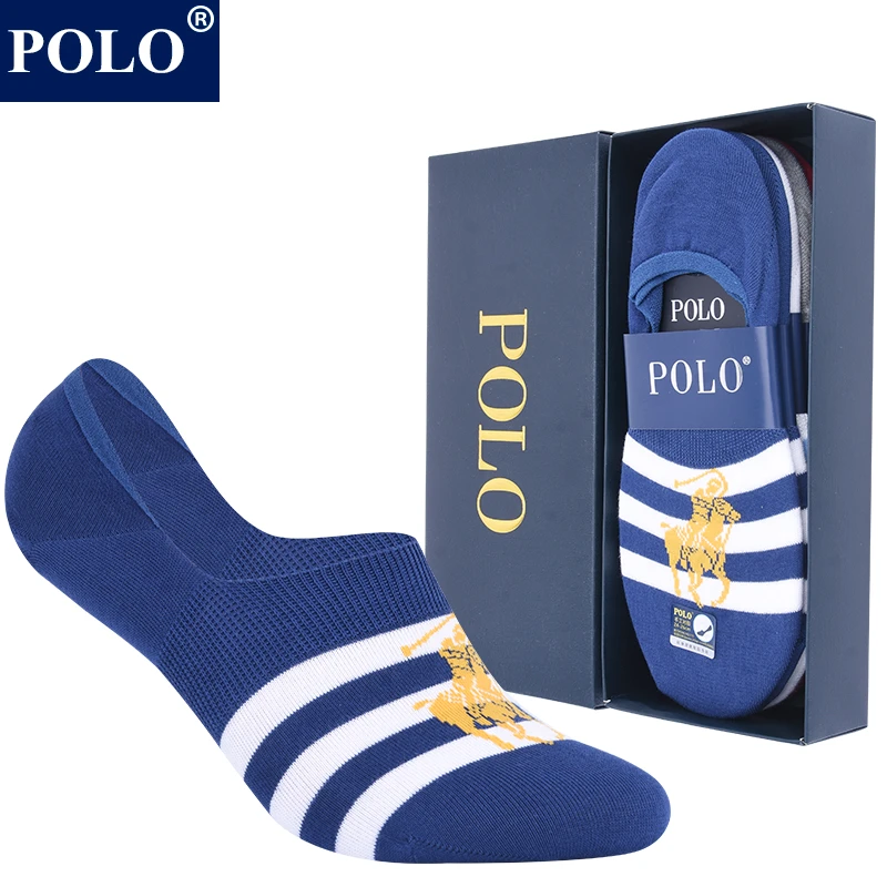 POLO袜子男士条纹隐形船袜夏季薄吸汗透气低帮硅胶防滑不掉跟袜套