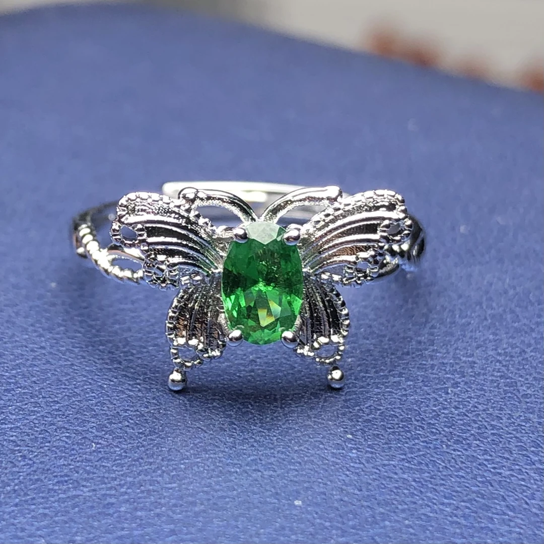 111245宝绿色3克拉戒指培育活口开口可调节精选LV3