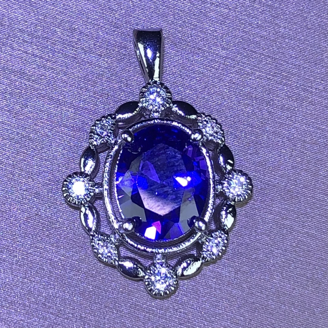 2164妖紫水吊坠银色开口可调节精选（配链子）